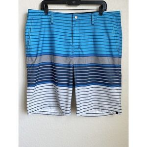 Quicksilver Mens Blue Striped Board Shorts XL Polyester Drawstring Preowned